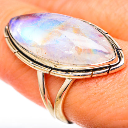 Rainbow Moonstone Rings handcrafted by Ana Silver Co - RING128112