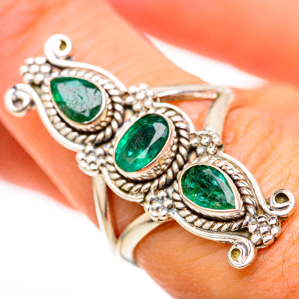 Zambian Emerald Rings handcrafted by Ana Silver Co - RING128125