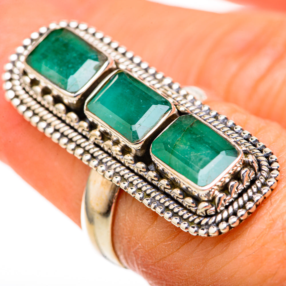 Zambian Emerald Rings handcrafted by Ana Silver Co - RING128129