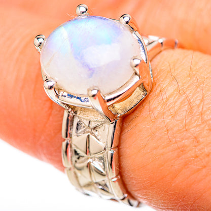 Rainbow Moonstone Rings handcrafted by Ana Silver Co - RING128135