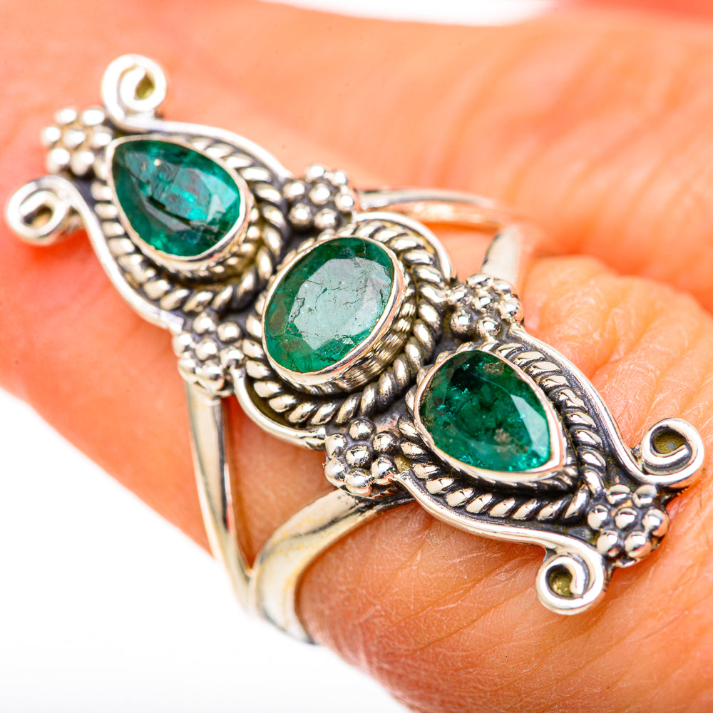 Zambian Emerald Rings handcrafted by Ana Silver Co - RING128150