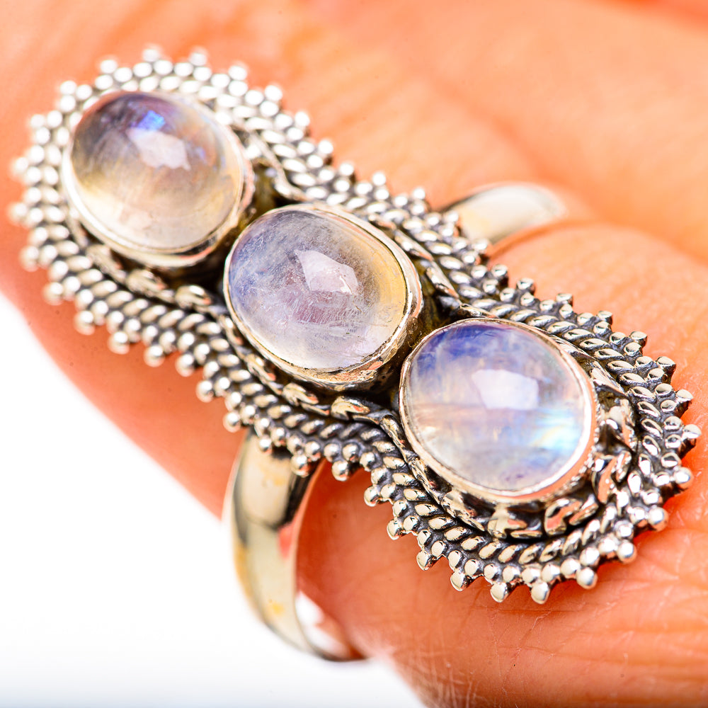 Rainbow Moonstone Rings handcrafted by Ana Silver Co - RING128158