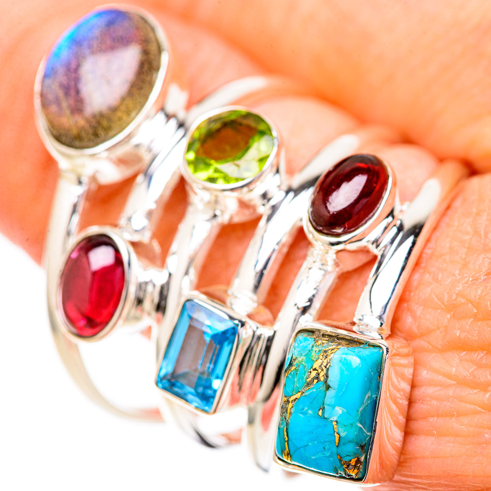 Blue Copper Composite Turquoise Rings handcrafted by Ana Silver Co - RING128162