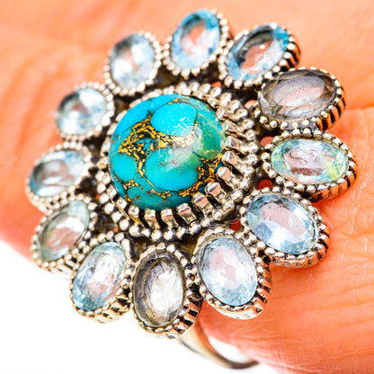 Blue Copper Composite Turquoise Rings handcrafted by Ana Silver Co - RING128165
