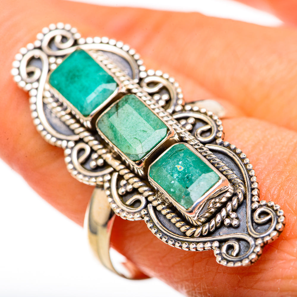 Zambian Emerald Rings handcrafted by Ana Silver Co - RING128171