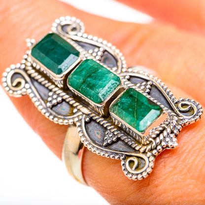 Zambian Emerald Rings handcrafted by Ana Silver Co - RING128172