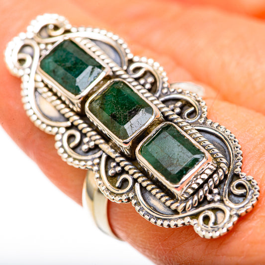 Zambian Emerald Rings handcrafted by Ana Silver Co - RING128195