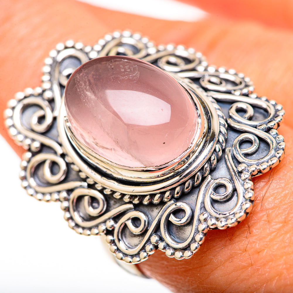 Rose Quartz Rings handcrafted by Ana Silver Co - RING128199