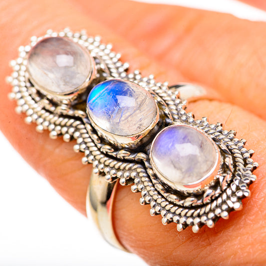 Rainbow Moonstone Rings handcrafted by Ana Silver Co - RING128201