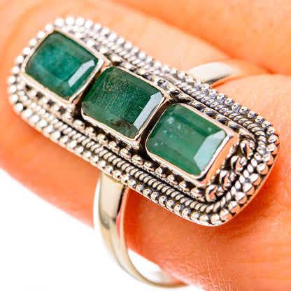 Zambian Emerald Rings handcrafted by Ana Silver Co - RING128256