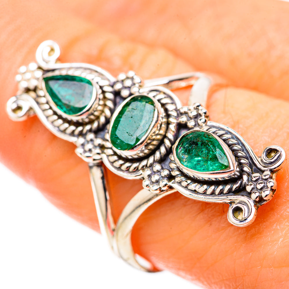 Zambian Emerald Rings handcrafted by Ana Silver Co - RING128287