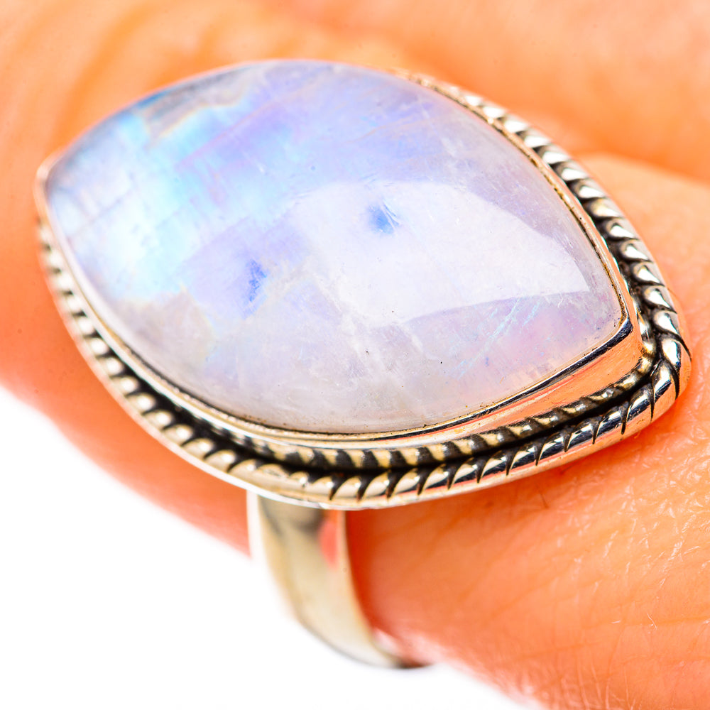Rainbow Moonstone Rings handcrafted by Ana Silver Co - RING128296