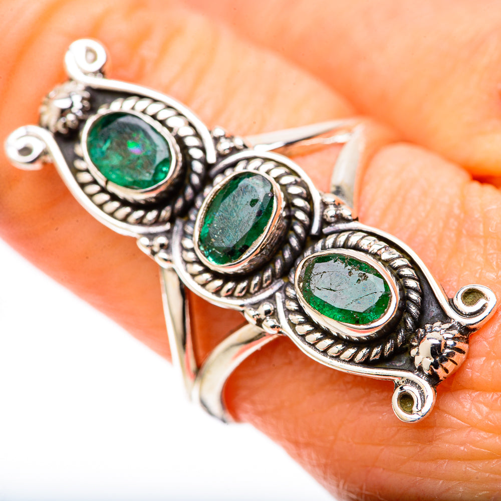 Zambian Emerald Rings handcrafted by Ana Silver Co - RING128313