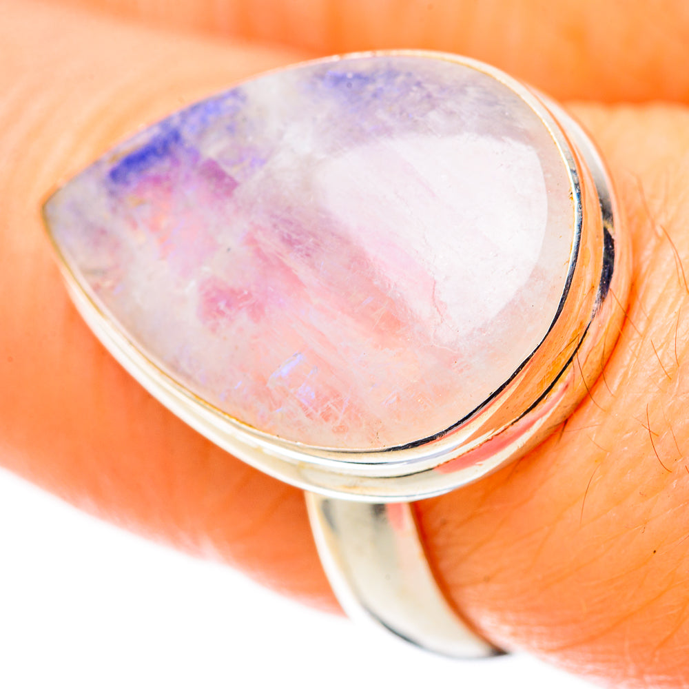 Rainbow Moonstone Rings handcrafted by Ana Silver Co - RING128323