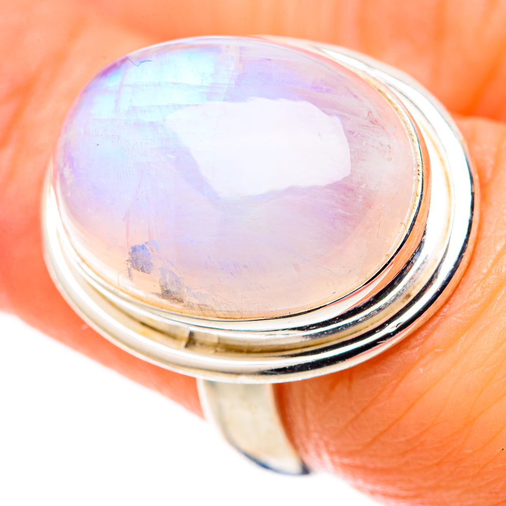 Rainbow Moonstone Rings handcrafted by Ana Silver Co - RING128324