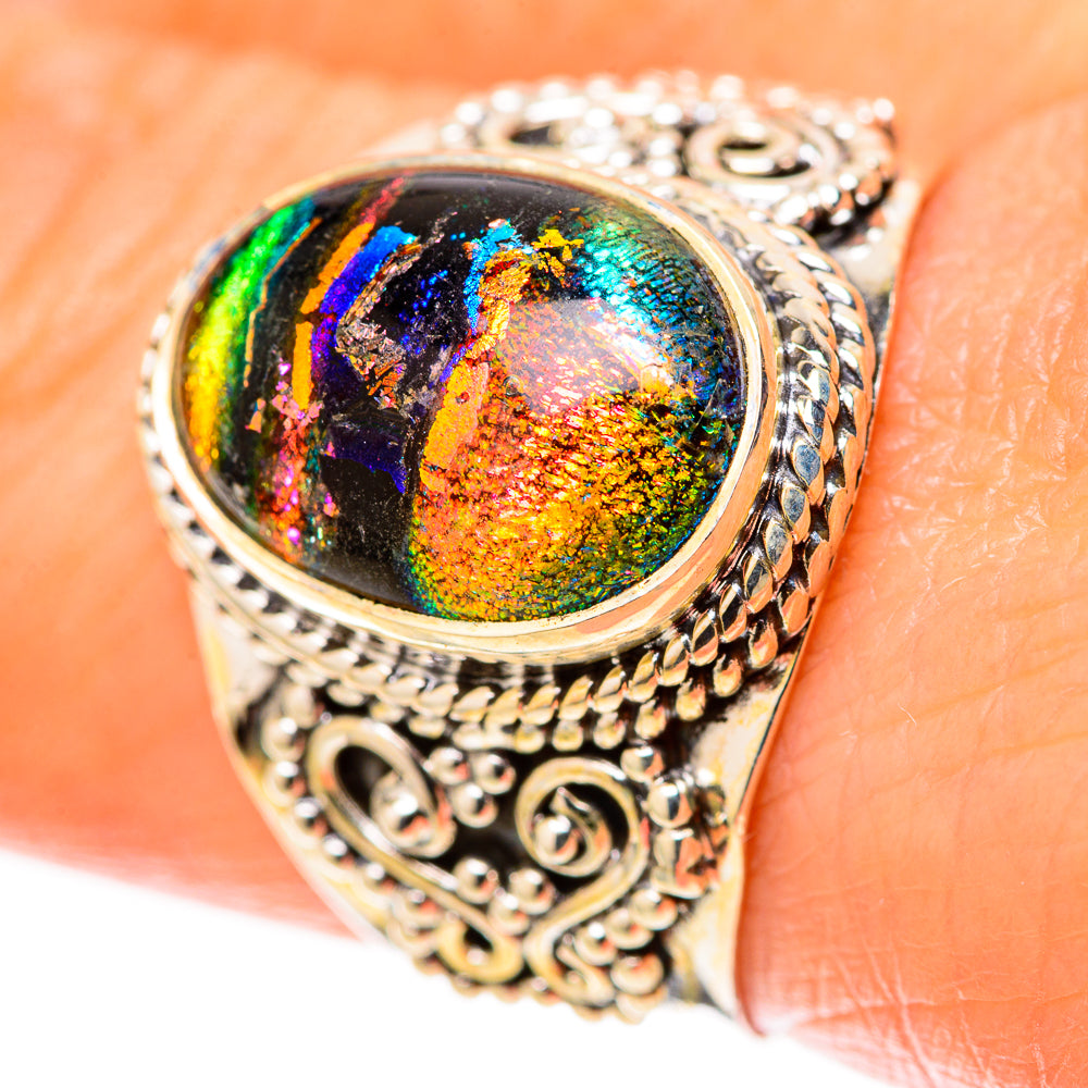 Dichroic Glass Rings handcrafted by Ana Silver Co - RING128325