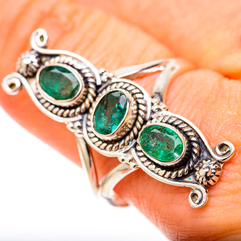 Zambian Emerald Rings handcrafted by Ana Silver Co - RING128342