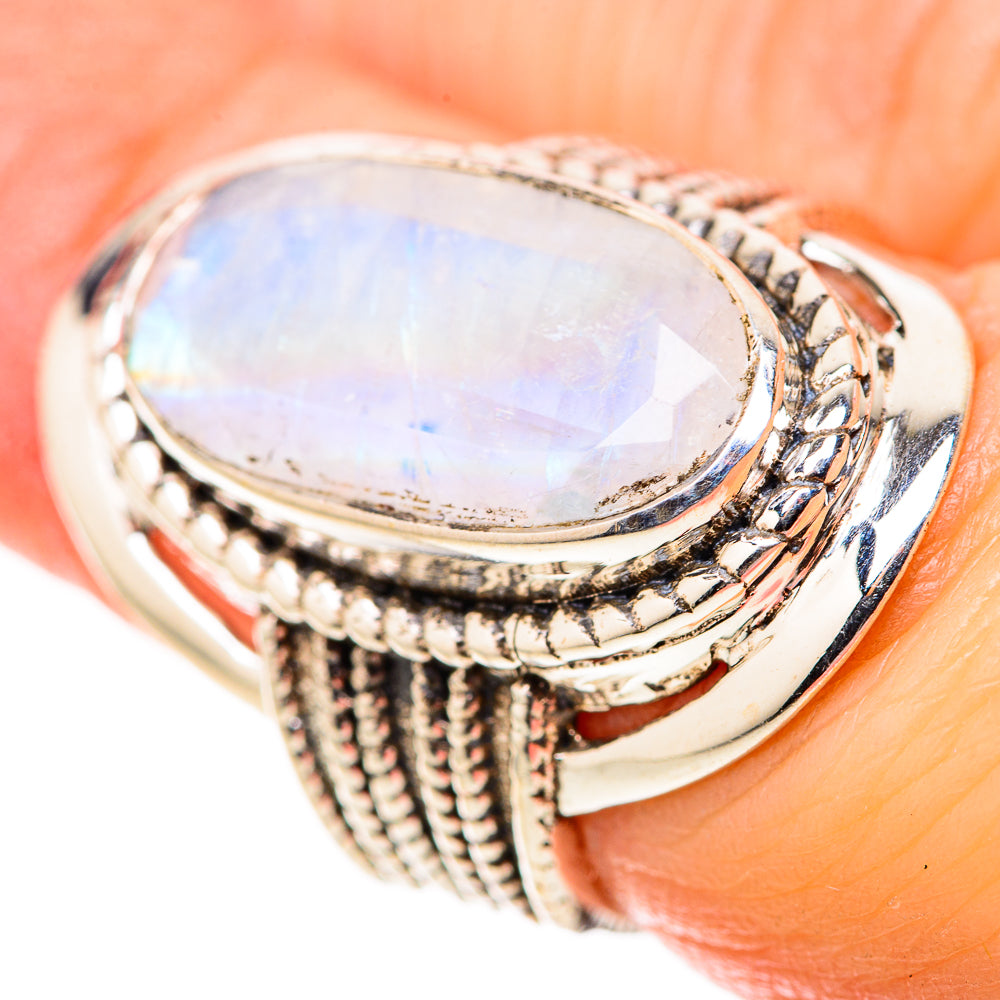 Rainbow Moonstone Rings handcrafted by Ana Silver Co - RING128349