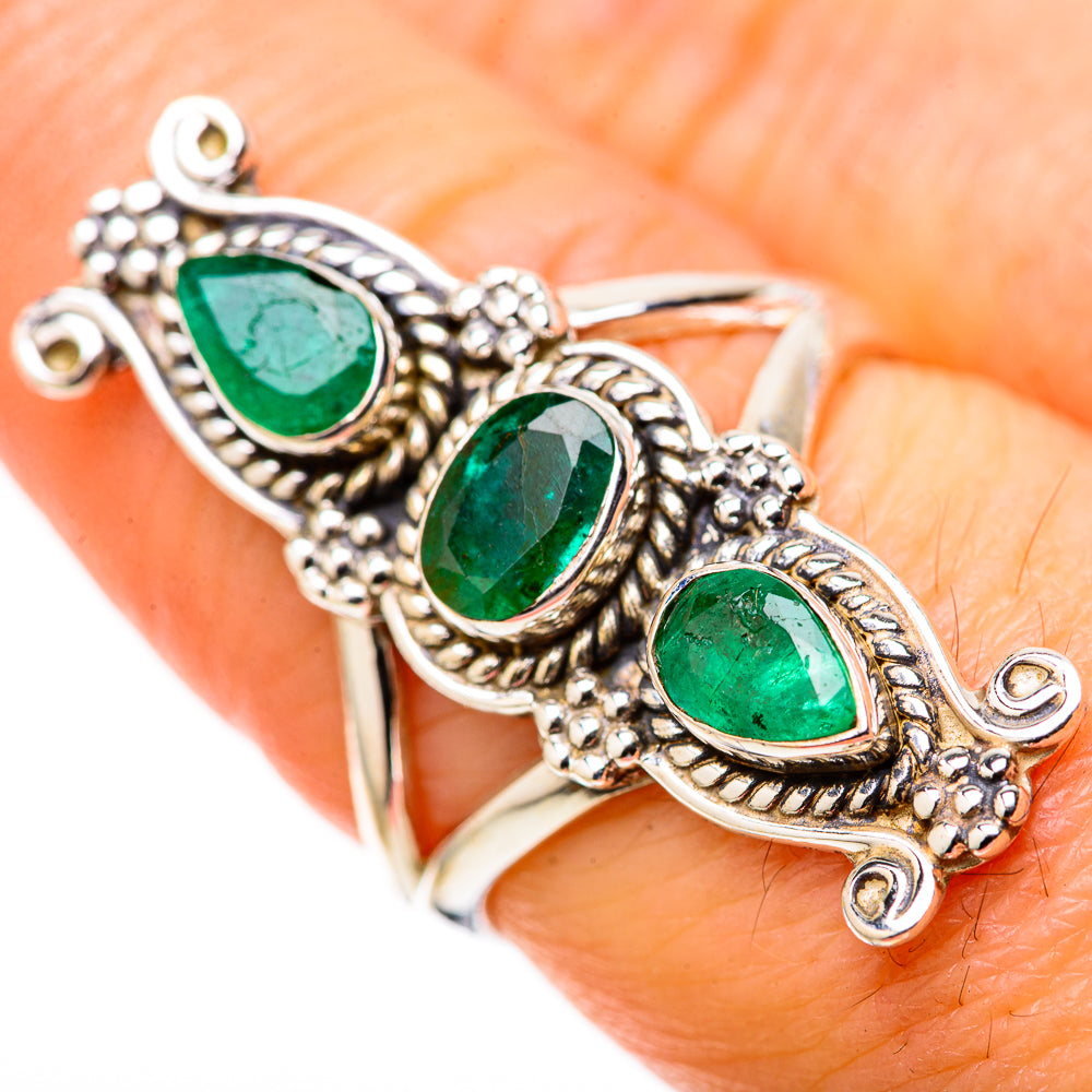 Zambian Emerald Rings handcrafted by Ana Silver Co - RING128363