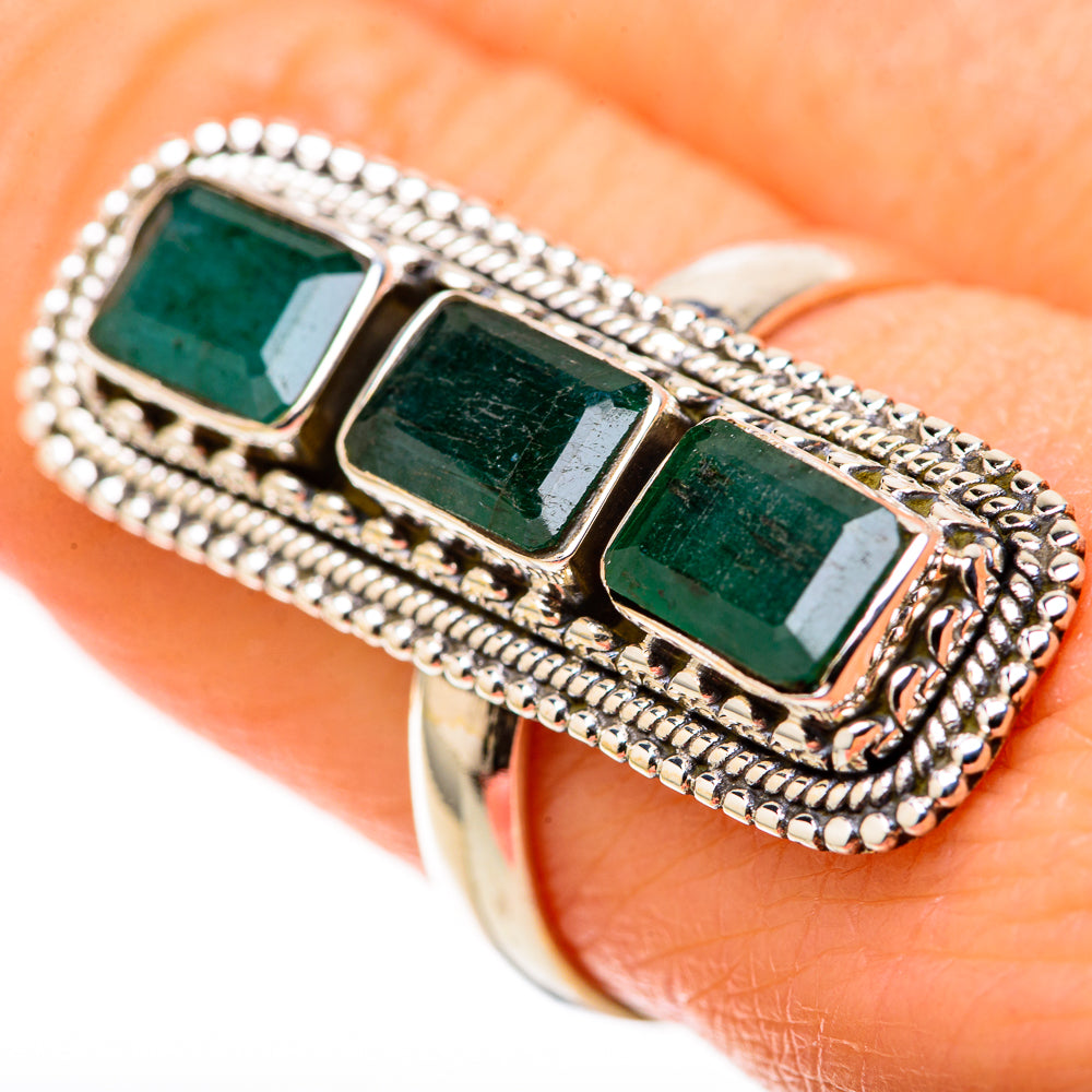 Zambian Emerald Rings handcrafted by Ana Silver Co - RING128367