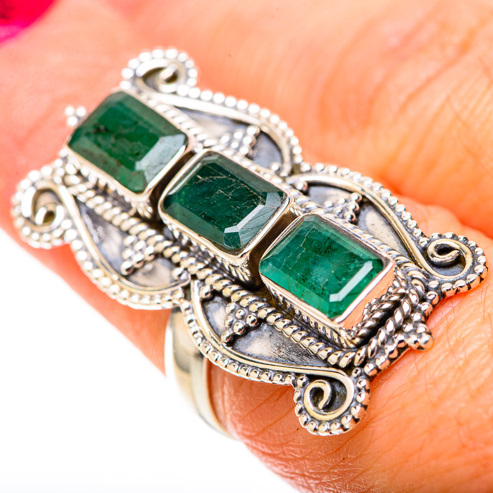 Zambian Emerald Rings handcrafted by Ana Silver Co - RING128392