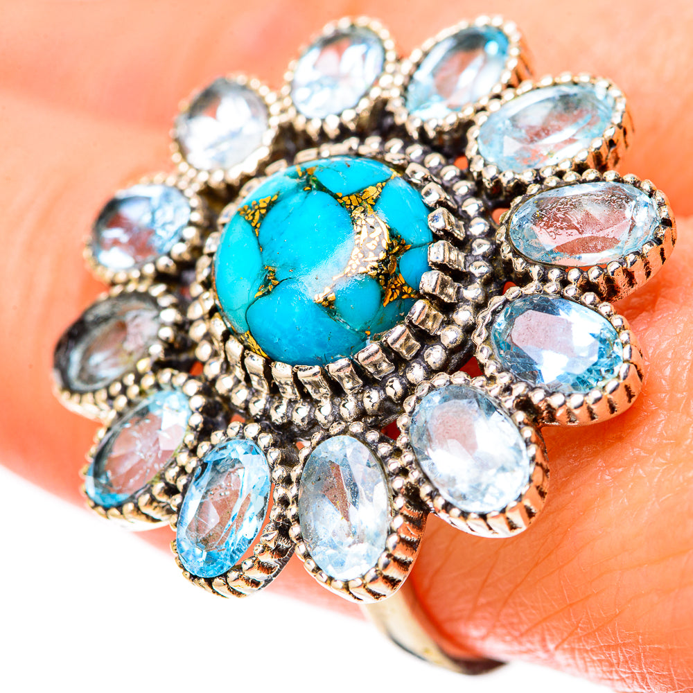 Blue Copper Composite Turquoise Rings handcrafted by Ana Silver Co - RING128407