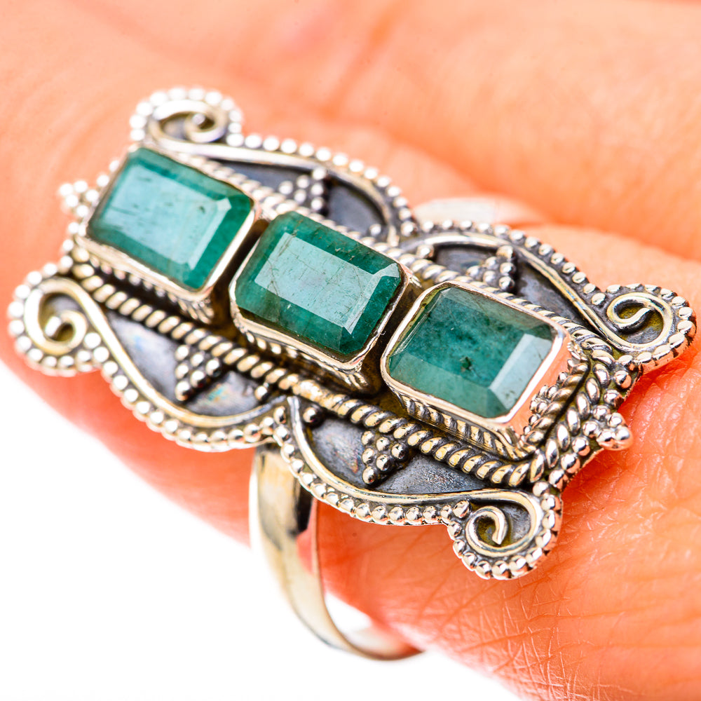 Zambian Emerald Rings handcrafted by Ana Silver Co - RING128410