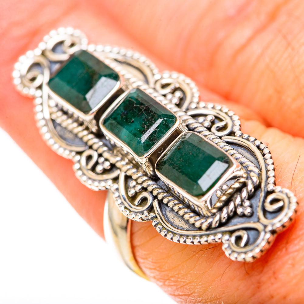 Zambian Emerald Rings handcrafted by Ana Silver Co - RING128411