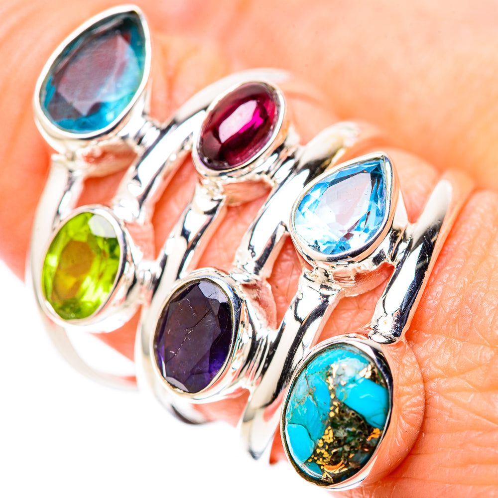 Blue Copper Composite Turquoise Rings handcrafted by Ana Silver Co - RING128415