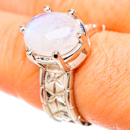 Rainbow Moonstone Rings handcrafted by Ana Silver Co - RING128467