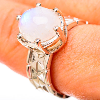 Rainbow Moonstone Rings handcrafted by Ana Silver Co - RING128491