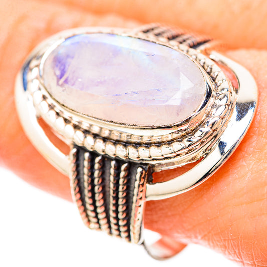 Rainbow Moonstone Rings handcrafted by Ana Silver Co - RING128492