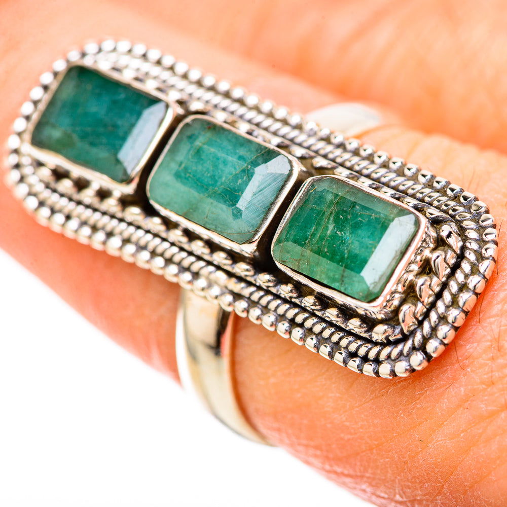 Zambian Emerald Rings handcrafted by Ana Silver Co - RING128510