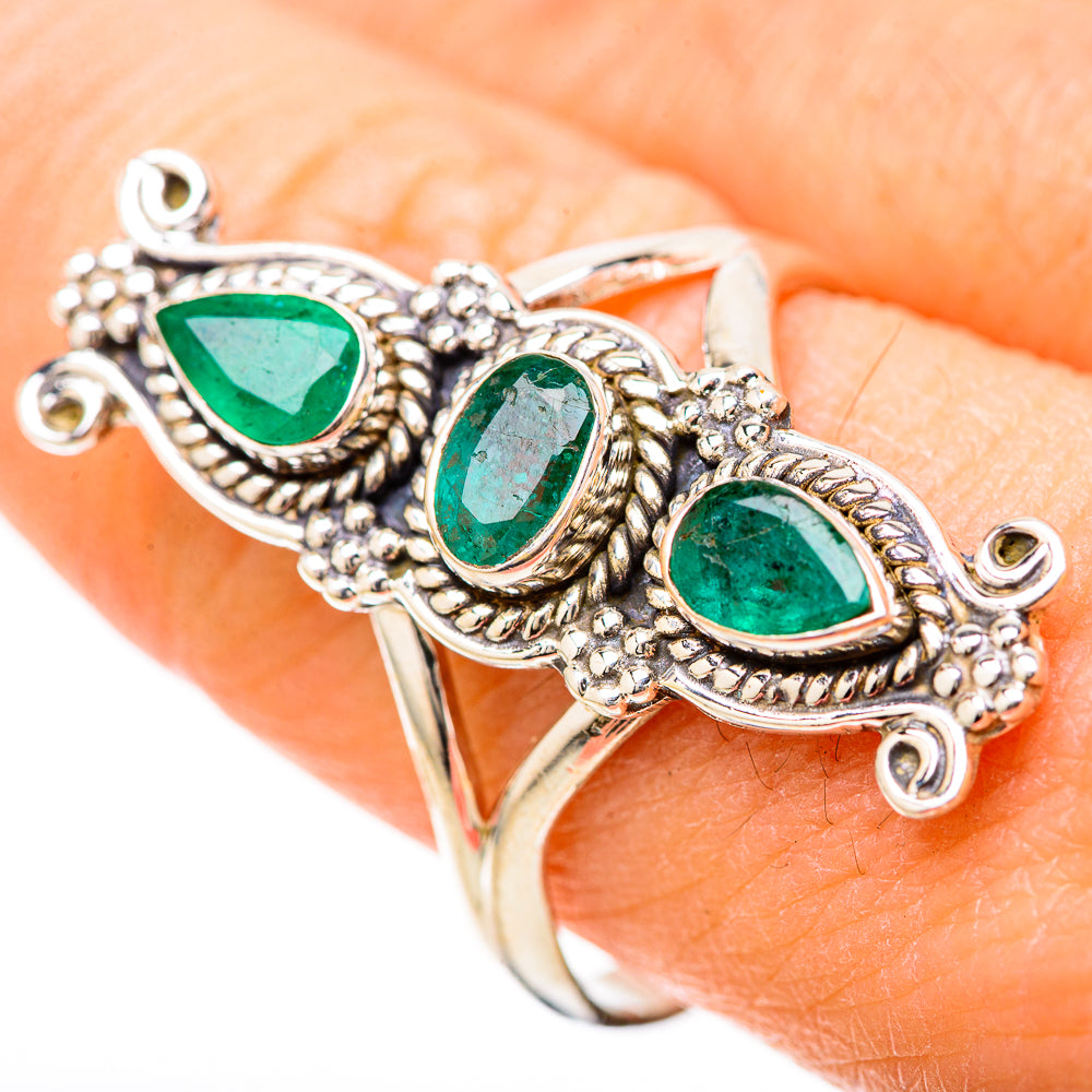 Zambian Emerald Rings handcrafted by Ana Silver Co - RING128511