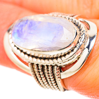 Rainbow Moonstone Rings handcrafted by Ana Silver Co - RING128517