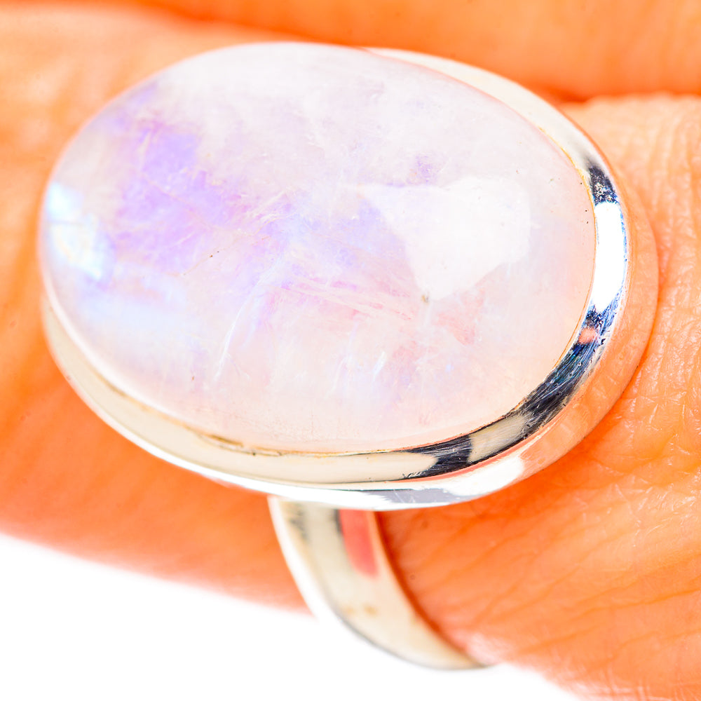 Rainbow Moonstone Rings handcrafted by Ana Silver Co - RING128563