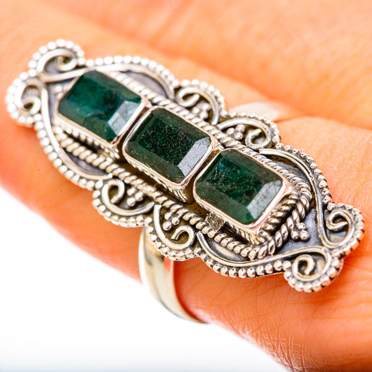 Zambian Emerald Rings handcrafted by Ana Silver Co - RING128577
