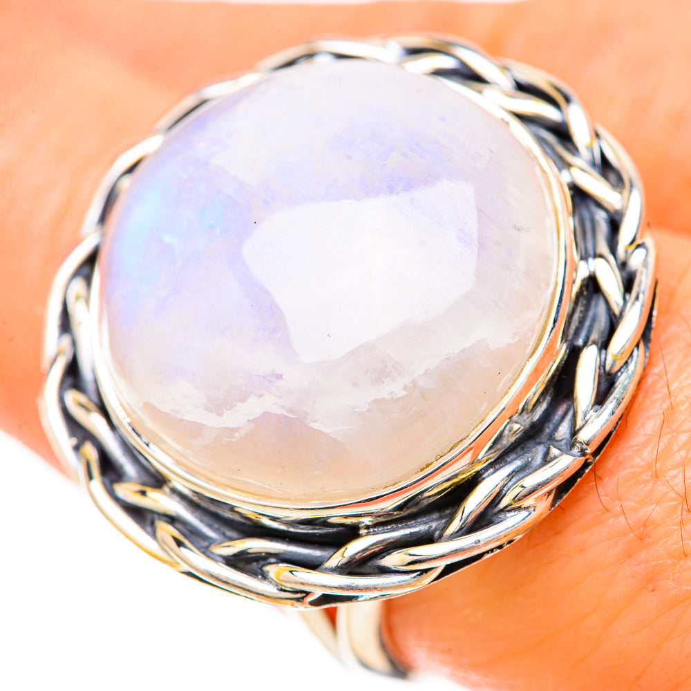 Rainbow Moonstone Rings handcrafted by Ana Silver Co - RING128581