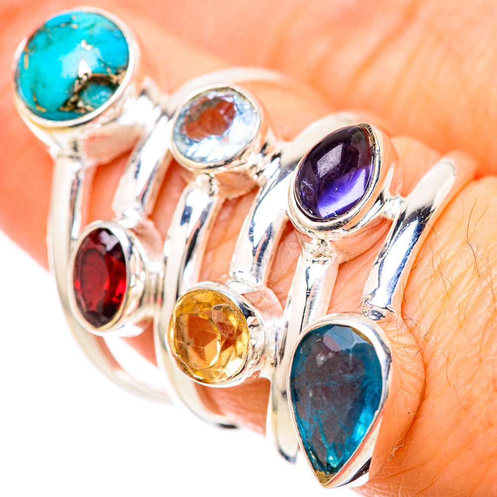 Blue Copper Composite Turquoise Rings handcrafted by Ana Silver Co - RING128585