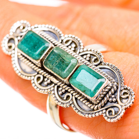 Zambian Emerald Rings handcrafted by Ana Silver Co - RING128594