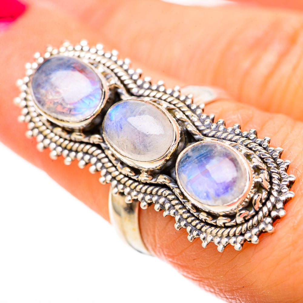 Rainbow Moonstone Rings handcrafted by Ana Silver Co - RING128600