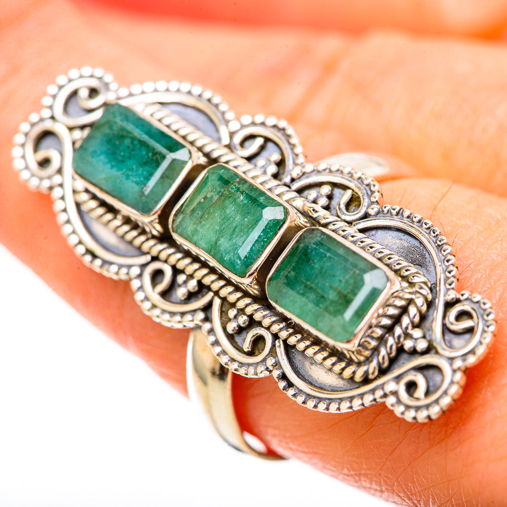 Zambian Emerald Rings handcrafted by Ana Silver Co - RING128612