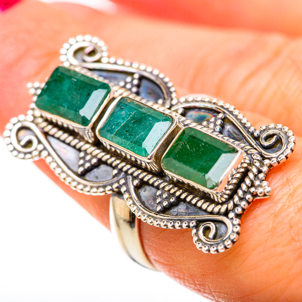 Zambian Emerald Rings handcrafted by Ana Silver Co - RING128627