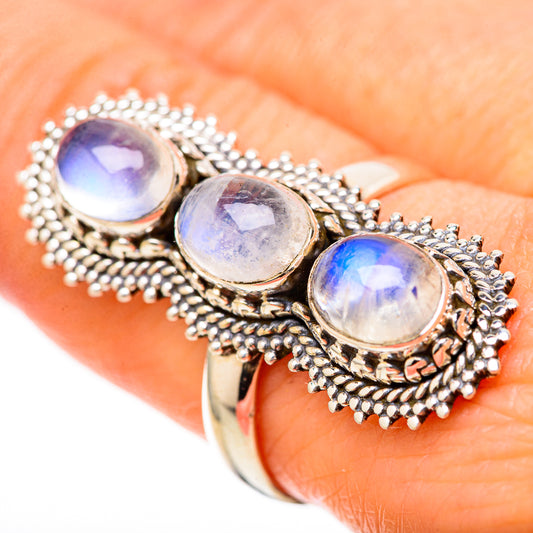 Rainbow Moonstone Rings handcrafted by Ana Silver Co - RING128632