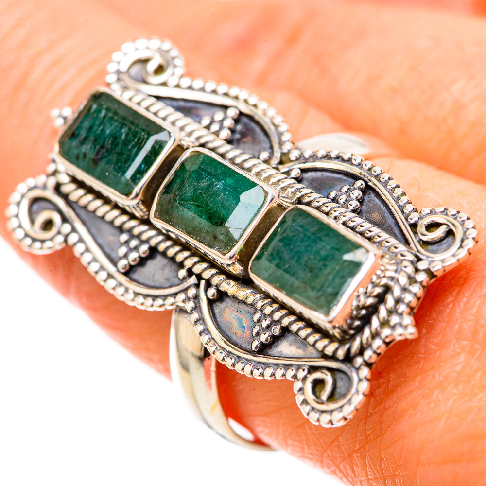 Zambian Emerald Rings handcrafted by Ana Silver Co - RING128641