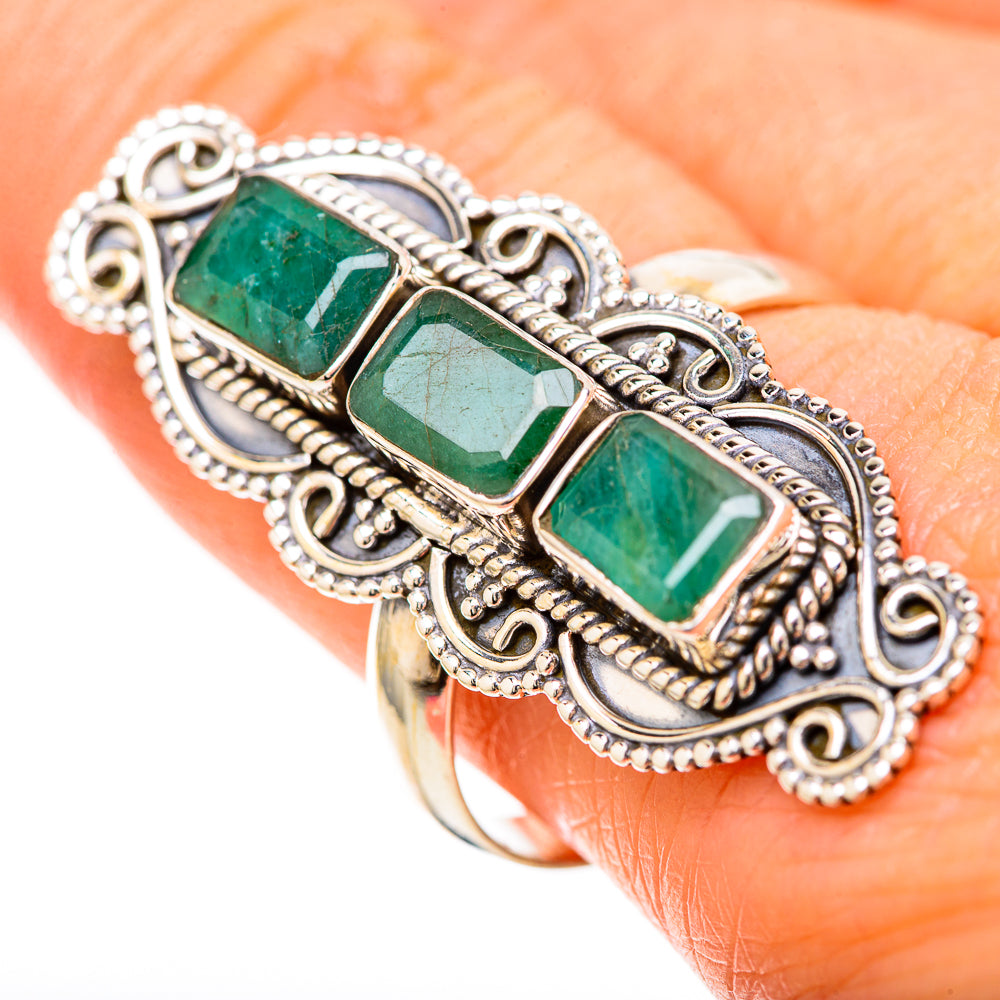 Zambian Emerald Rings handcrafted by Ana Silver Co - RING128642 - Photo 3