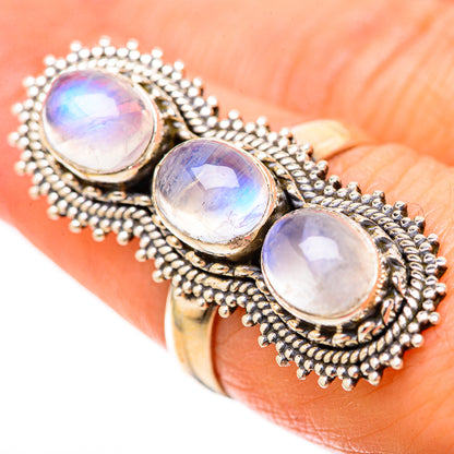 Rainbow Moonstone Rings handcrafted by Ana Silver Co - RING128646