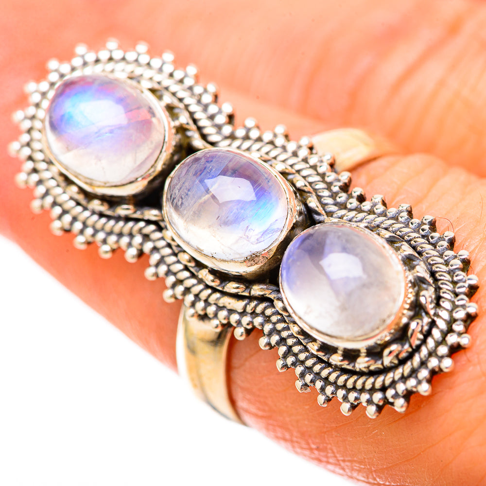 Rainbow Moonstone Rings handcrafted by Ana Silver Co - RING128646 - Photo 3
