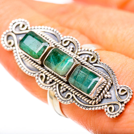 Zambian Emerald Rings handcrafted by Ana Silver Co - RING128654