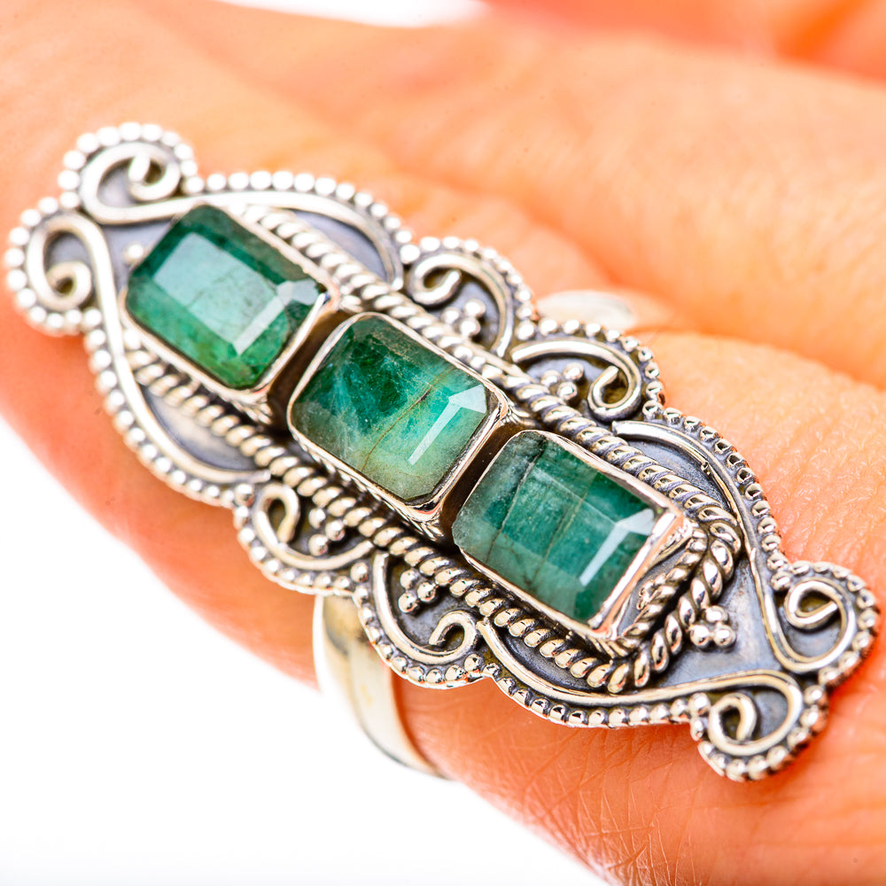 Zambian Emerald Rings handcrafted by Ana Silver Co - RING128654 - Photo 3